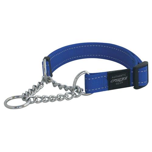 Rogz Utility Obedience Half Check Collar Blue Reflective Absolute Pets