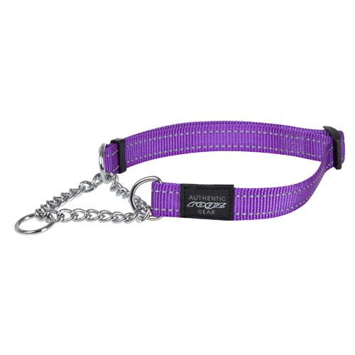 Rogz Utility Obedience Half Check Collar Purple Reflective Absolute Pets