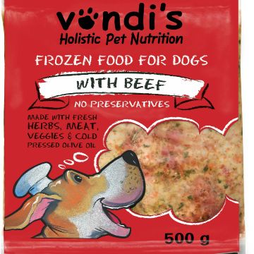 Vondis Beef &amp; Tripe Raw Food for Dogs (500g)