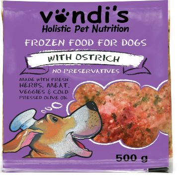 Vondis Ostrich Raw Food for Dogs (500g)