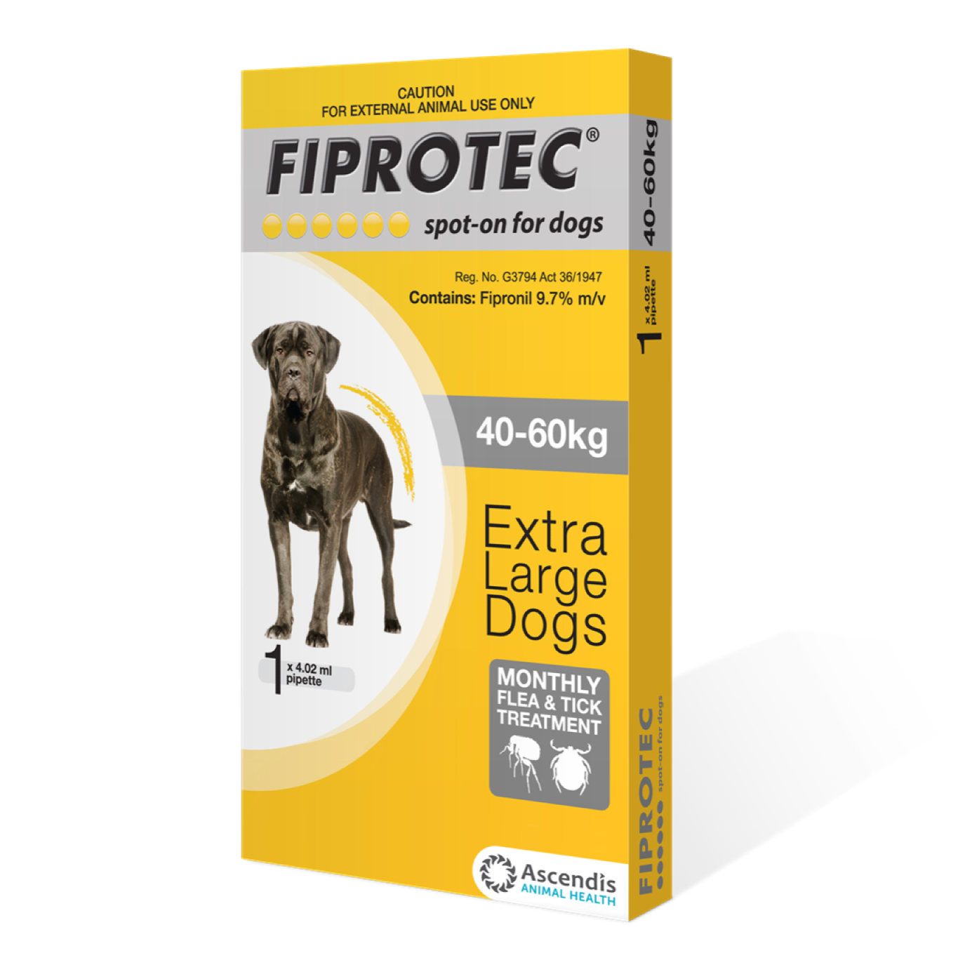 Fiprotec XL Dog (40 60kg) Yellow Absolute Pets