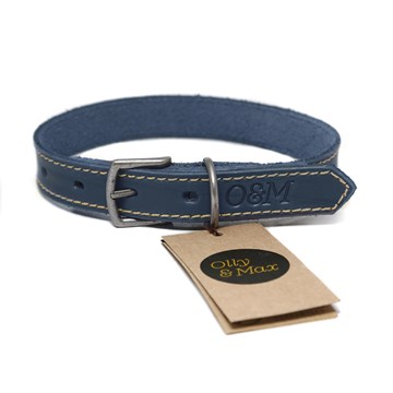 Olly and Max Leather Collar (Blue) 