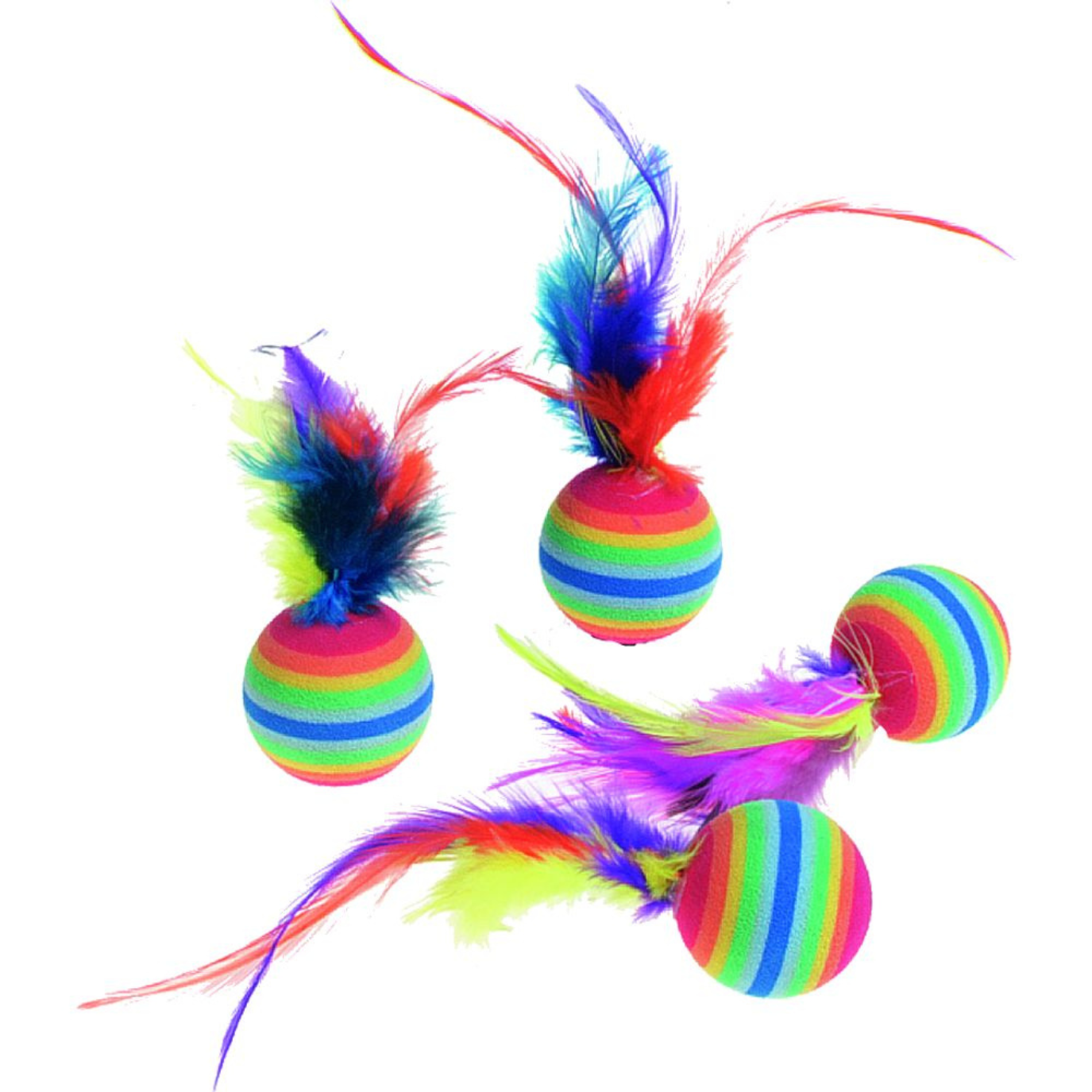Flamingo Rainbow Balls with Feather 4PK Absolute Pets