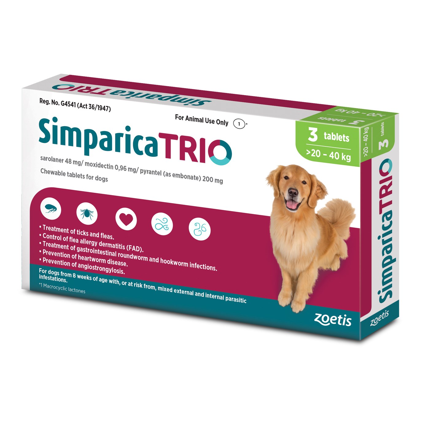 Simparica Trio (20.1kg - 40kg) | Absolute Pets