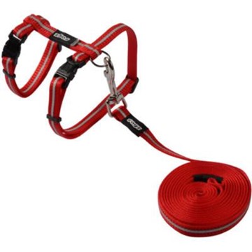 Rogz Catz Alleycat Reflective H-Harness and Lead Set - Red